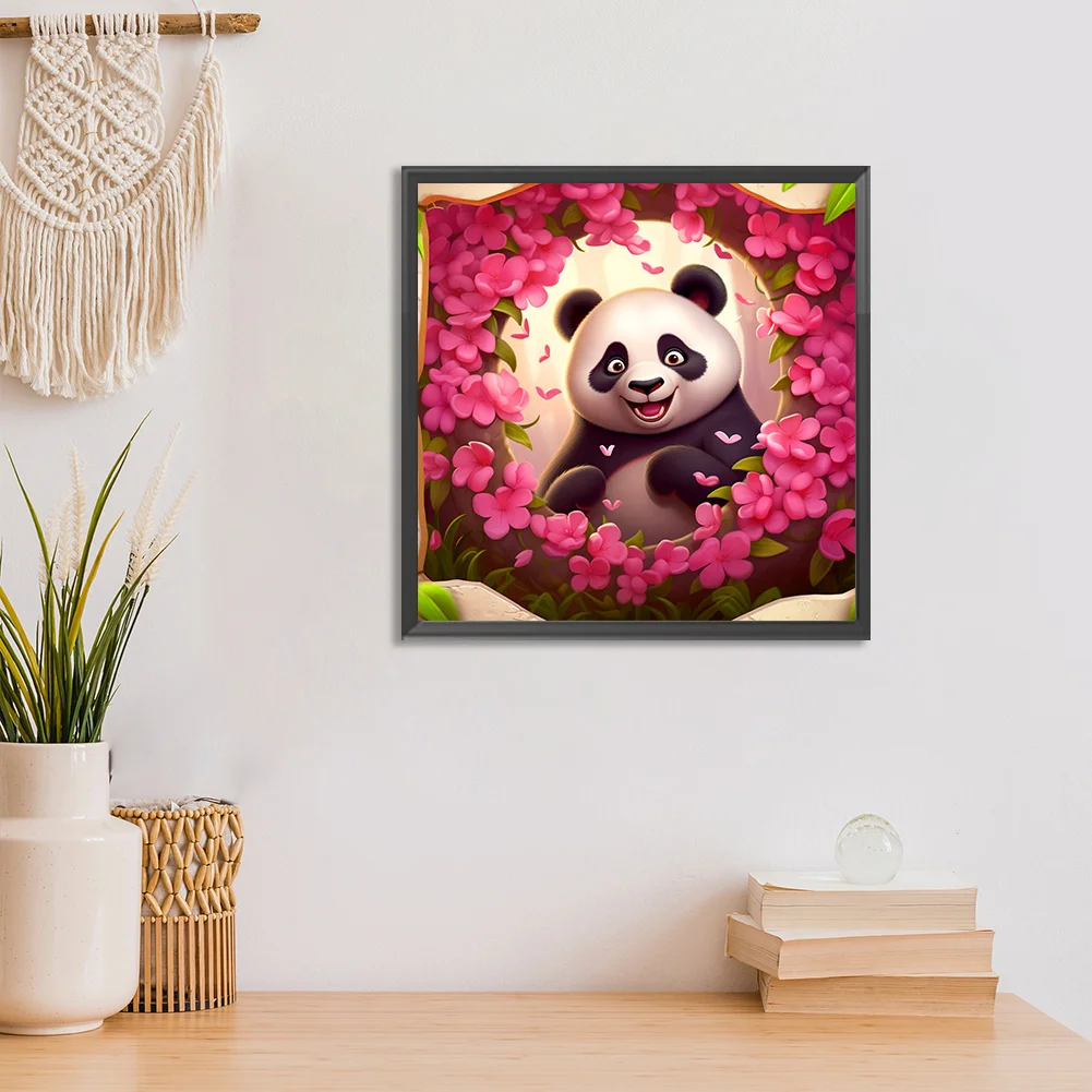 Full Round Diamond Painting 30*30cm - Picture Frame Animal Panda