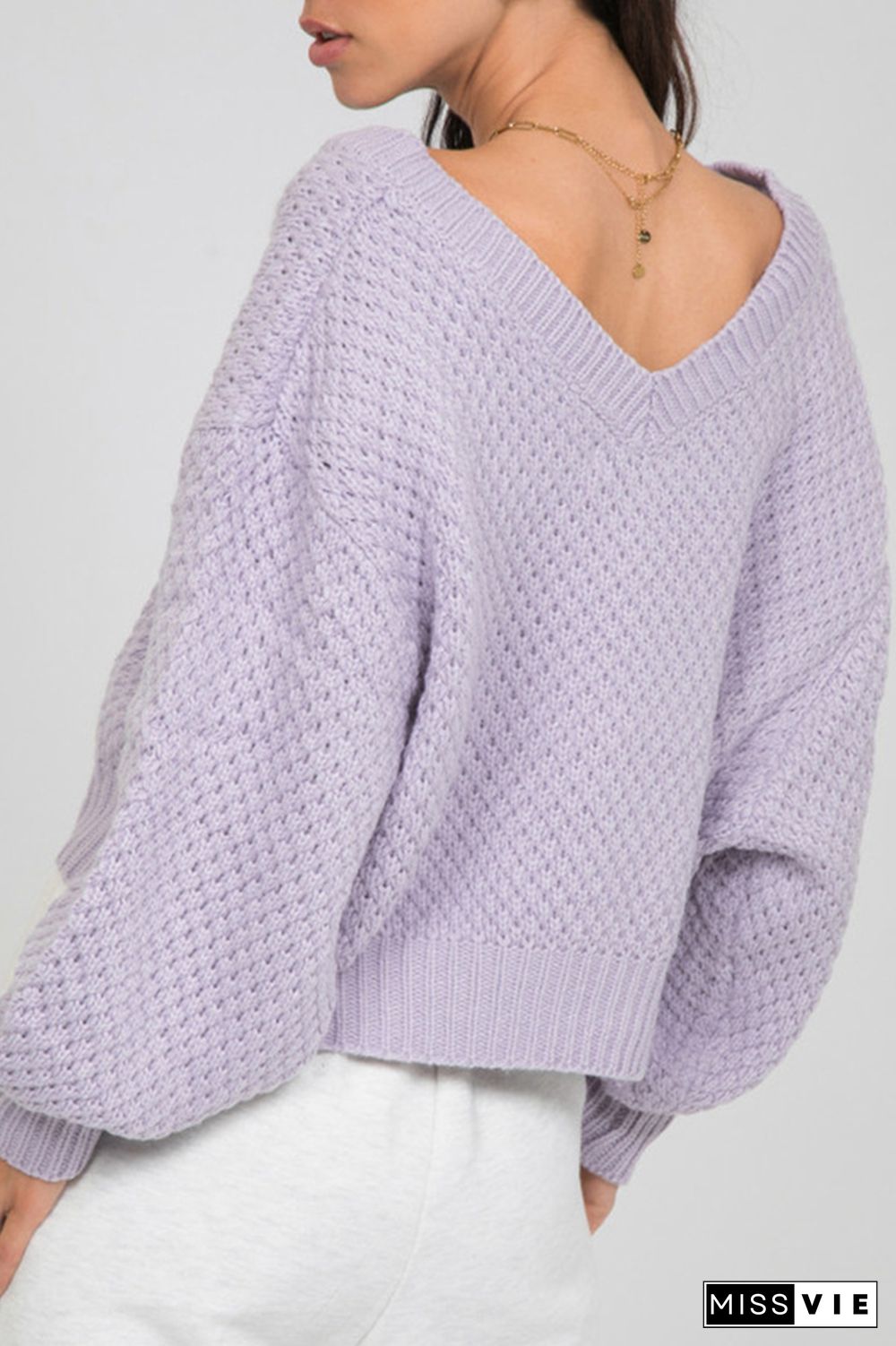 Casual Street Solid Hollowed Out Split Joint V Neck Tops