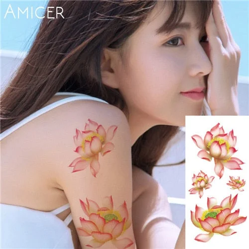 sexy romantic dark rose flowers Tattoo sleeve flash henna tattoos fake Waterproof temporary tattoos stickers translated tattoos