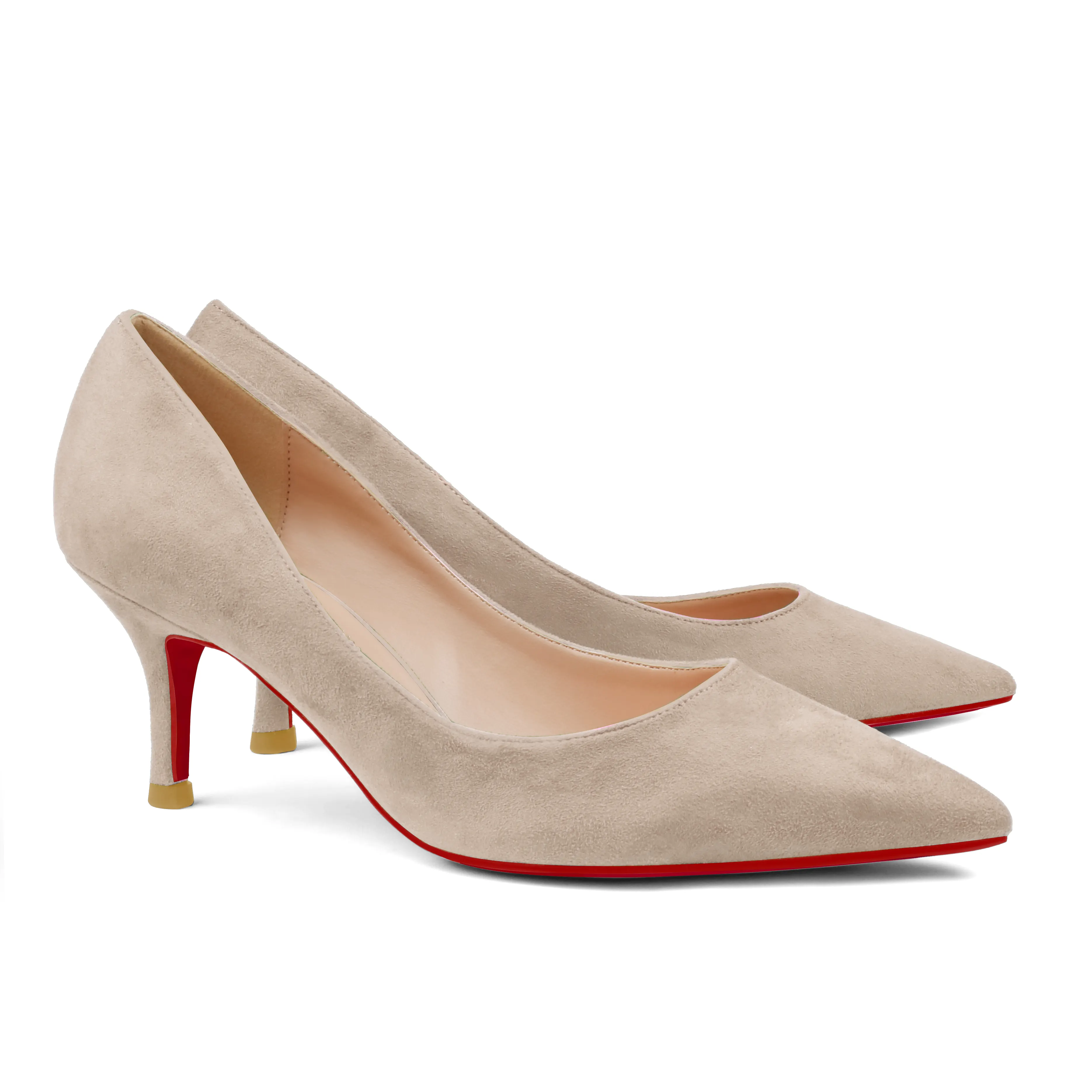 60mm Kitten Red Soles Heels Summer Daily Suede Pumps-vocosishoes