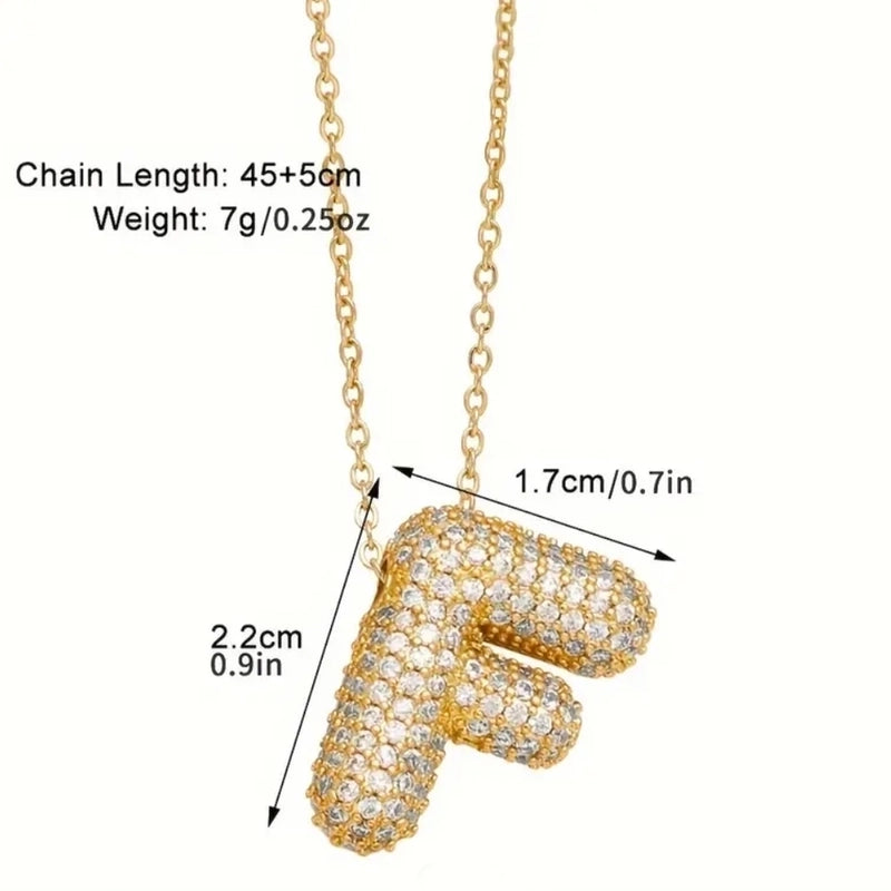 Copper 18K Gold Plated Hip-Hop Minimalist Classic Style Polishing Inlay Letter Zircon Pendant Necklace