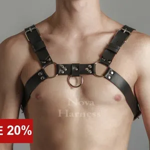 pornhint Pornhint Chest Harness Men Leather Harness BDSM Harness Gay Harness Male Top Harness Bondage Harness with Ring Dominatrix Harness Erotic Harness