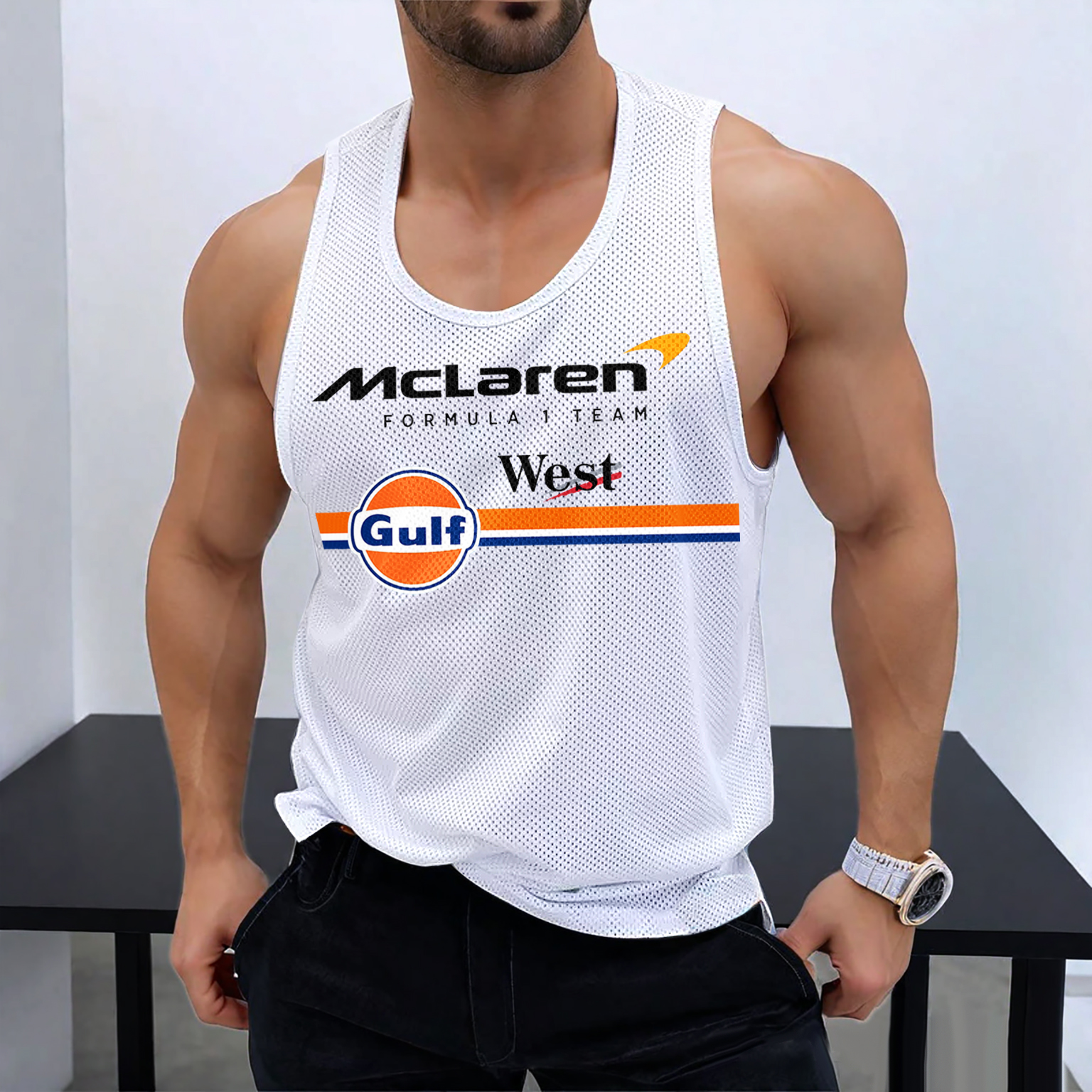 Men's Casual Racing Printed Mesh Vest Quick Dry Sports Vest / TECHWEAR CLUB / Techwear