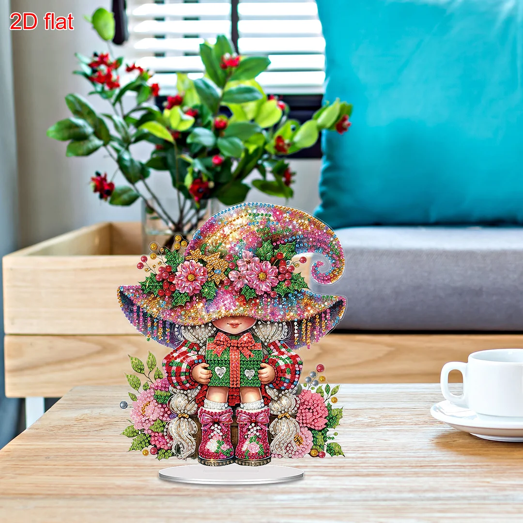 2D Flat Acrylic Girl DIY Desktop Diamond Art Kits for Home Office Desktop Decor