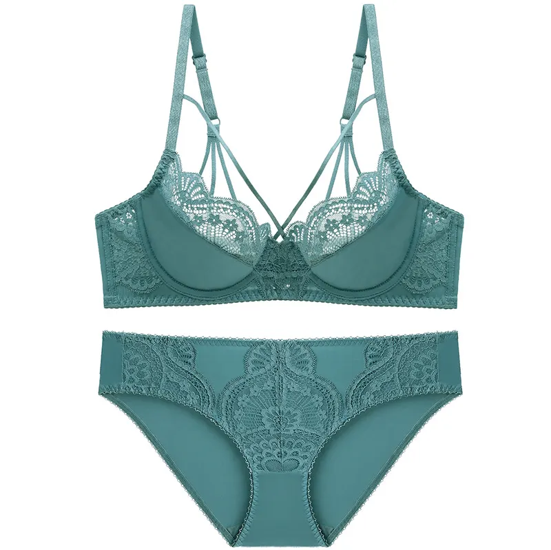 Churchf Pure Lingerie Suit Sexy Back Bra Lace Bra Small Side Cream Anti-Sagging Bra Set