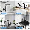 Smart Digital Display Hot And Cold Water Faucet Bathroom Faucet With Pull-Out Sprayer, Black Bathroom Sink Faucet With LED Temperature Display, Modern Single Hole Basin Faucet, Waterfall Bathroom Faucet