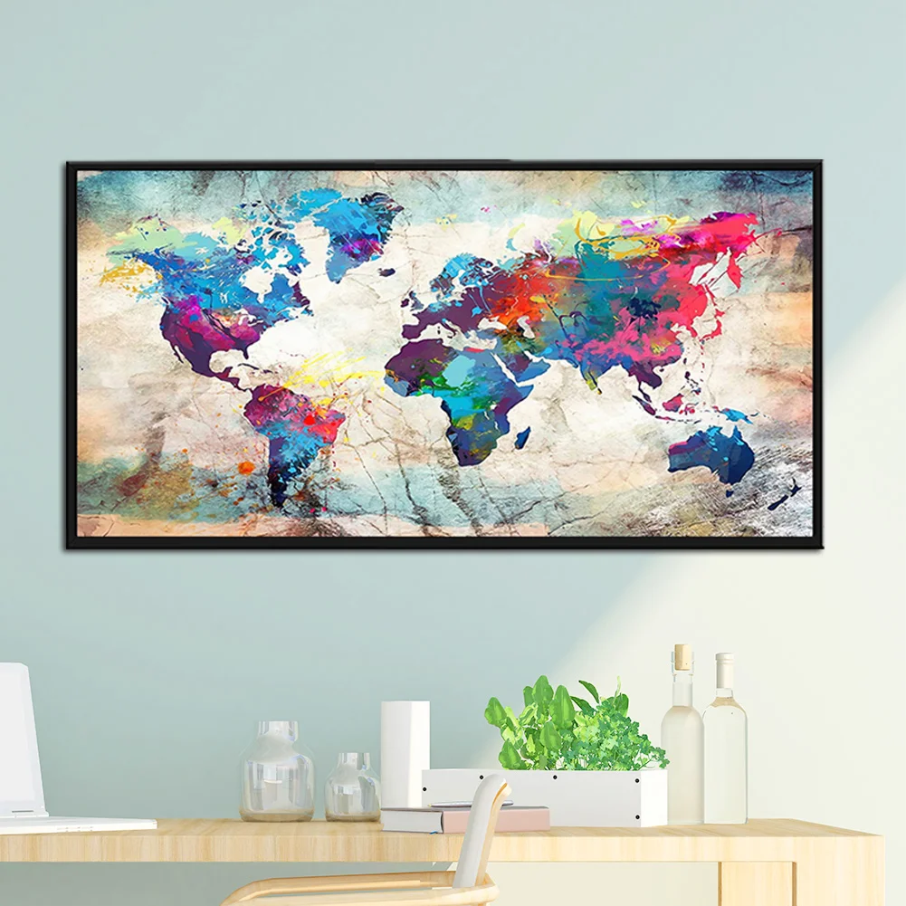 Diamond Painting - Full Square Drill - Color World Map(80*40cm)