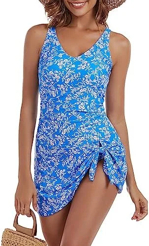 One Piece Tummy Control Swimdress for Women 