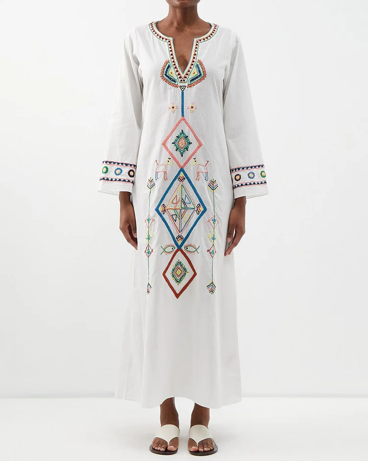 Elegant Embroidered Kaftan Gown