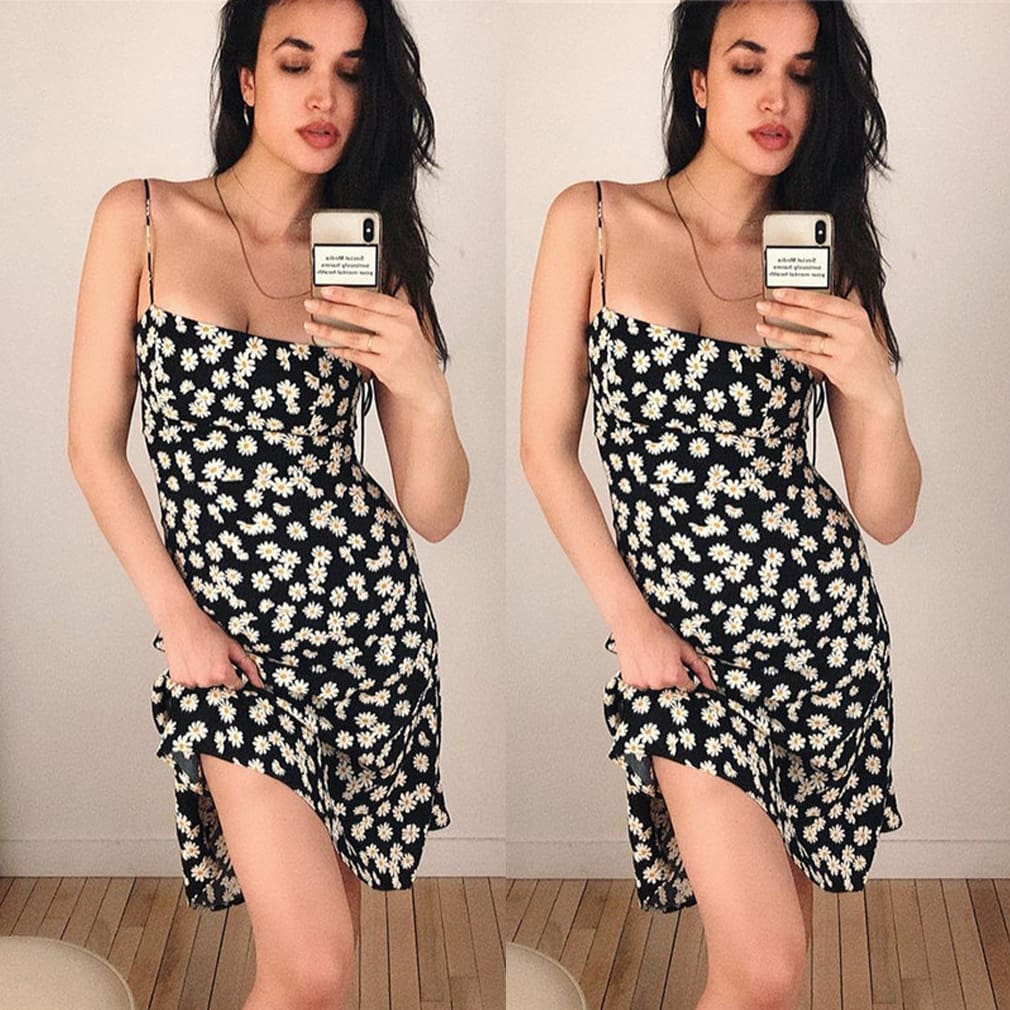 Floral Short Mini Dress Ladies Casual Sleeveless Beach Holiday Party Sundress