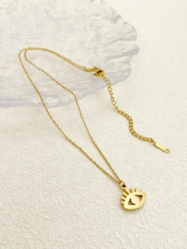 Stainless Steel 14K Gold Plated Ethnic Style Polishing Plating Inlay Eye Zircon Pendant Necklace