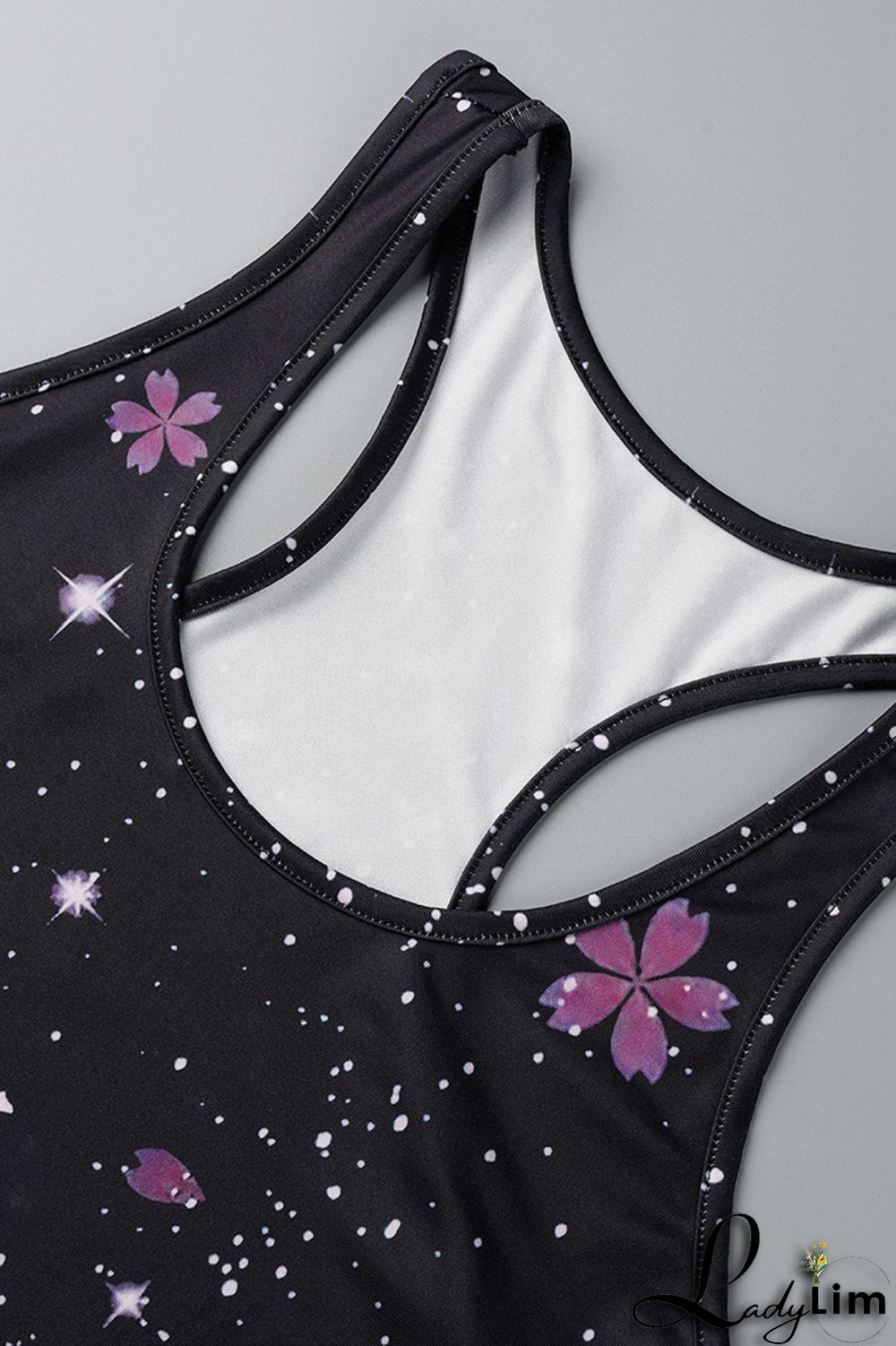 Black Pink Fashion Casual Print Basic U Neck Sleeveless Two Pieces