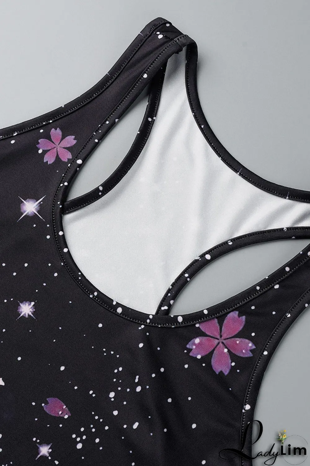 Black Pink Fashion Casual Print Basic U Neck Sleeveless Two Pieces