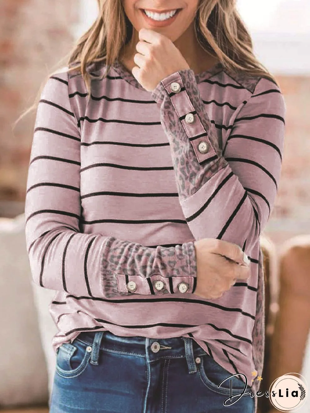 Round Neck Casual Long Sleeve Top