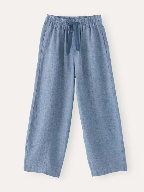 stretch waistband cotton drawstring women's pants
