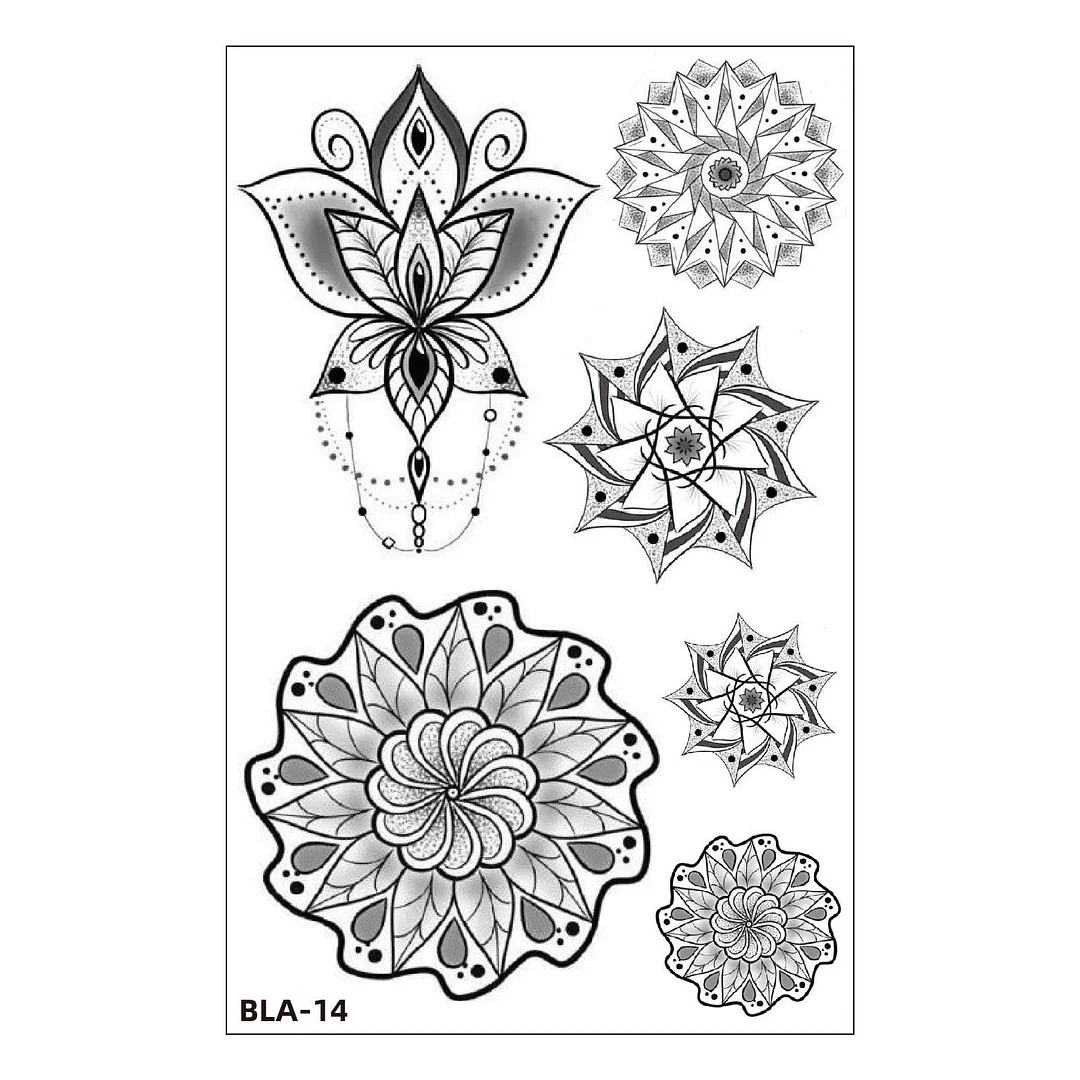 Women Waterproof Temporary Tattoo Sticker Mandala Flower Tatoo Elephant Feather Body Art Water Transfer Clavicle Temporary Tatto