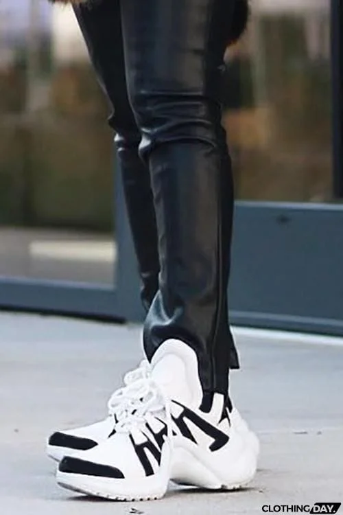 Chunky Mesh Two Tone Lace Up Sneakers