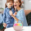 Mini Karaoke Machine Portable BT 5.3 Speaker with 2 Wireless Microphone(Blue)