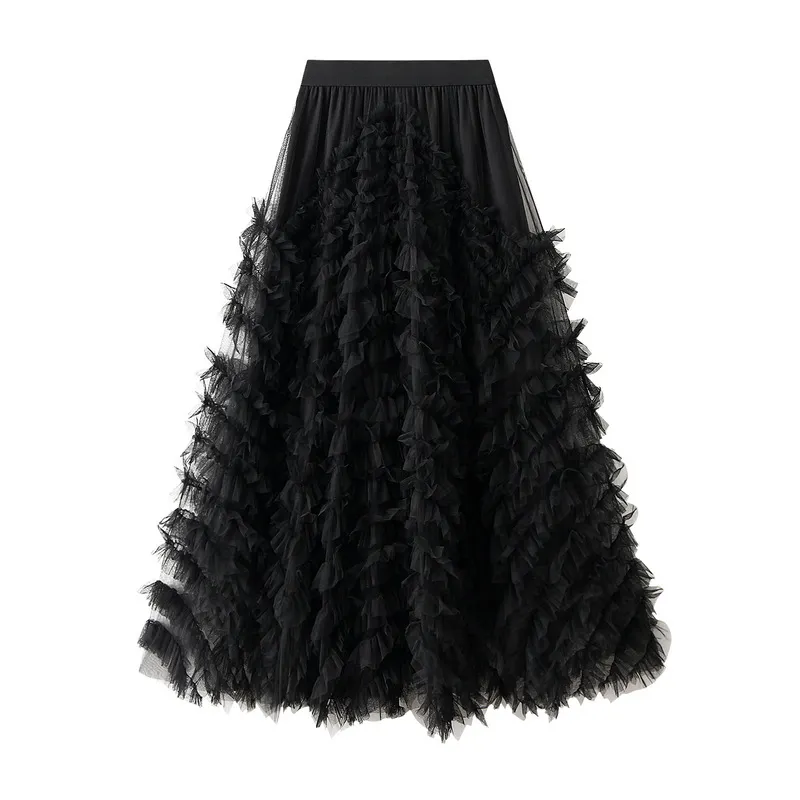 Nigikala Nigikala Sense High-End Mesh Yarn Heavy Industry Super Large Swing Dress Thin Croake Gorgeous Cake Skirt 1380