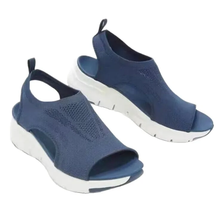 Yyvonne Mouth Sandals Women 2025 Summer New Net Cloth Thick Soles Of Leisure Sports Beach Shoes Flat Soles Flying Sandals