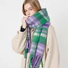 Colorful Plaid Autumn Winter Tassels Shawl Scarf