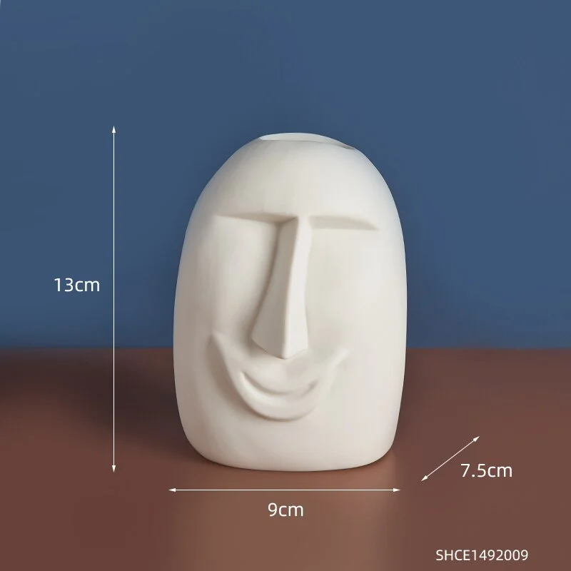 Nordic Home Decoration Funny Face Ceramic Vase Furnishing Decorative Vases Ceramic Living Room Decor Modern Home Decor Gifts