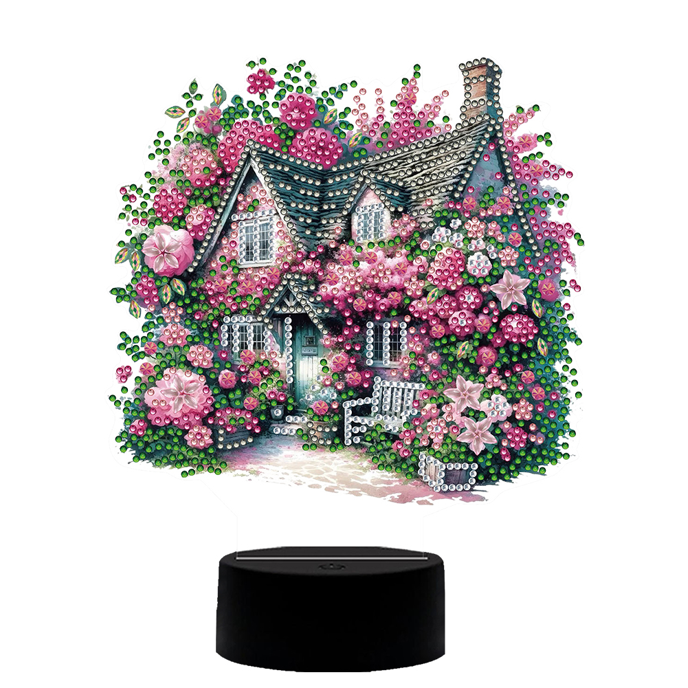 Flower House Diamond Painting Night Light 5D DIY Diamond Art Lamp Home Decor