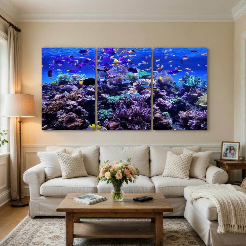 3-Piece Set Marine life seascape Canvas Wall Art