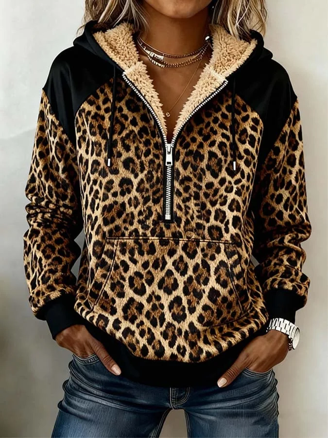 Women'S Casual Loose Printed Hooded Sweatshirt 