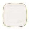 10 Pack | 10" Clear with Gold Rim Square Plastic Dinner Plates, Disposable Lunch Party Plates