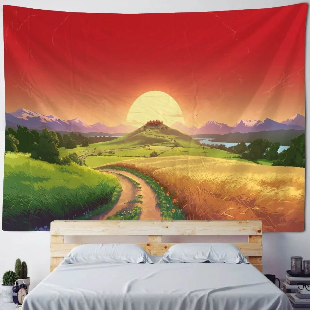 Nigikala Oil Painting Tapestry Retro Art Wall Hanging Kawaii Aesthetic Room Decor Hippie Home Wall Decor Yoga Mat Sheets