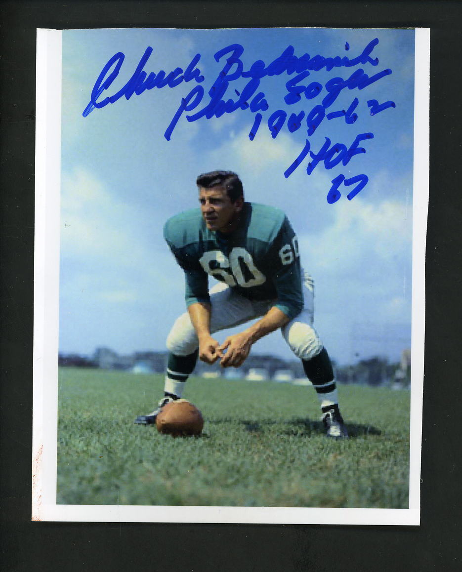 Chuck Bednarik Signed Autographed 4 x 5 Photo Poster painting with JSA Authentication Eagles