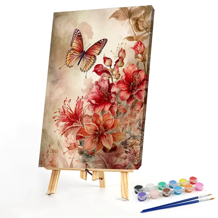 Oil Paint By Numbers - Flowers Butterflies - 40*60CM