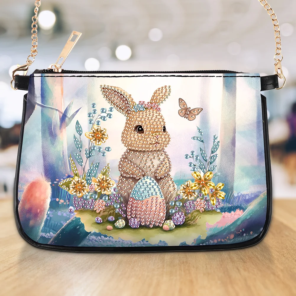 5D DIY Rabbit Diamond Painting Coin Chain Purse Diamond Handmade Crossbody Bag