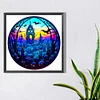 Diamond Painting -5D Full Round Drill Glass Halloween Cemetery(50*50 CM)