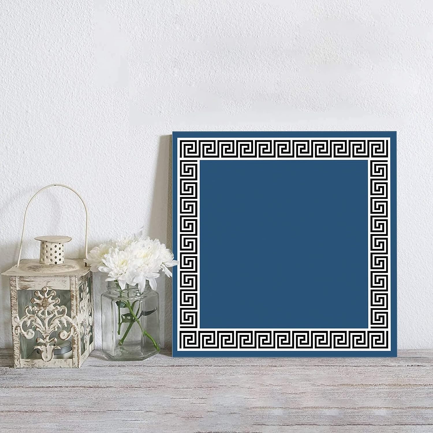 MUSEDAY Canvas Wall Art Bedroom Artwork Wall Decor Blue White Willow Lace Asian Oriental Chinese Simple Pattern Canvas Prints Paintings Stretched & Framed for Living Room Kitchen Office 28&#034; x 28&#034;