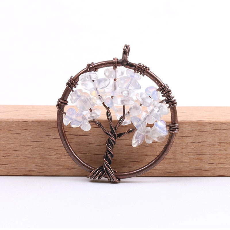 1 Piece Natural Stone Copper Life Tree Pendant