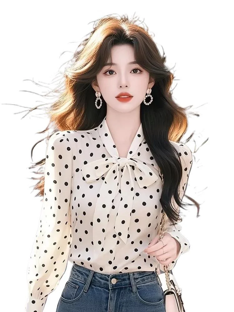 Athvotar Athvotar Light Luxury High-End Feel Blouse This Year's Popular White Chiffon Bow Shirt Women's Spring 2025 New