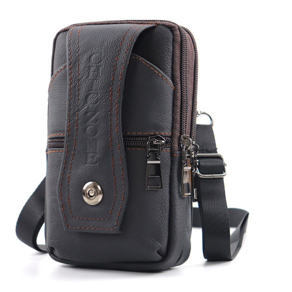 Leather Cowhide Multifunctional Sports Running Mobile Phone Belt Bag