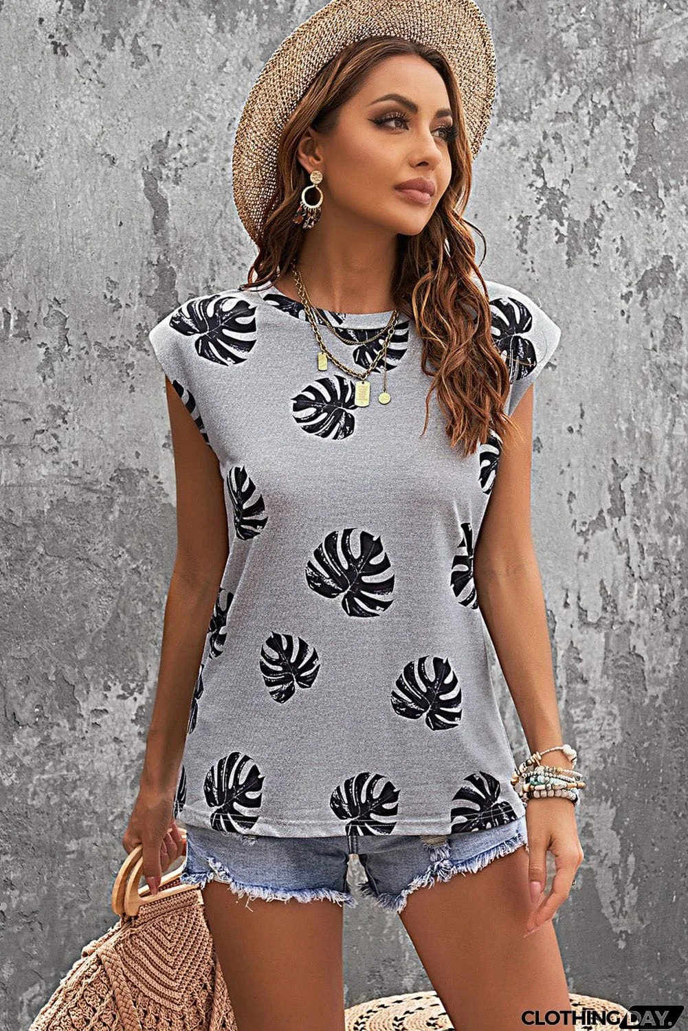 Palm Leaves Crew Neck Tank