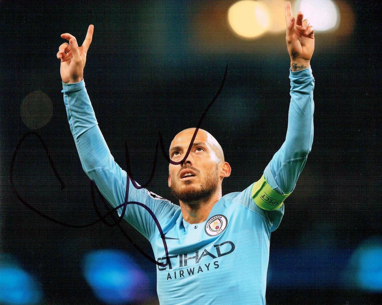 David SILVA 2019 Signed 10x8 Photo Poster painting AFTAL COA Manchester City Man City