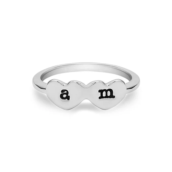 Double Initial Heart Custom Gift for Girlfriend Ring
