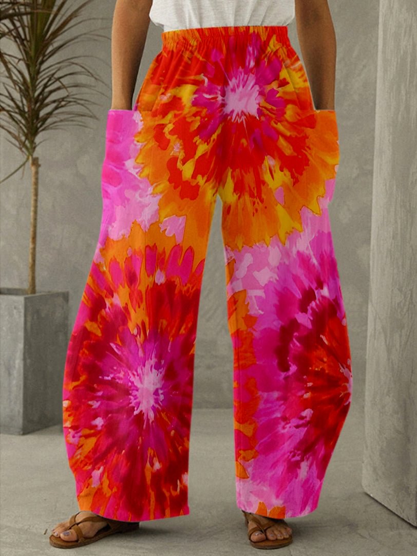 Women Tie Dye Graphic Print Casual Trousers