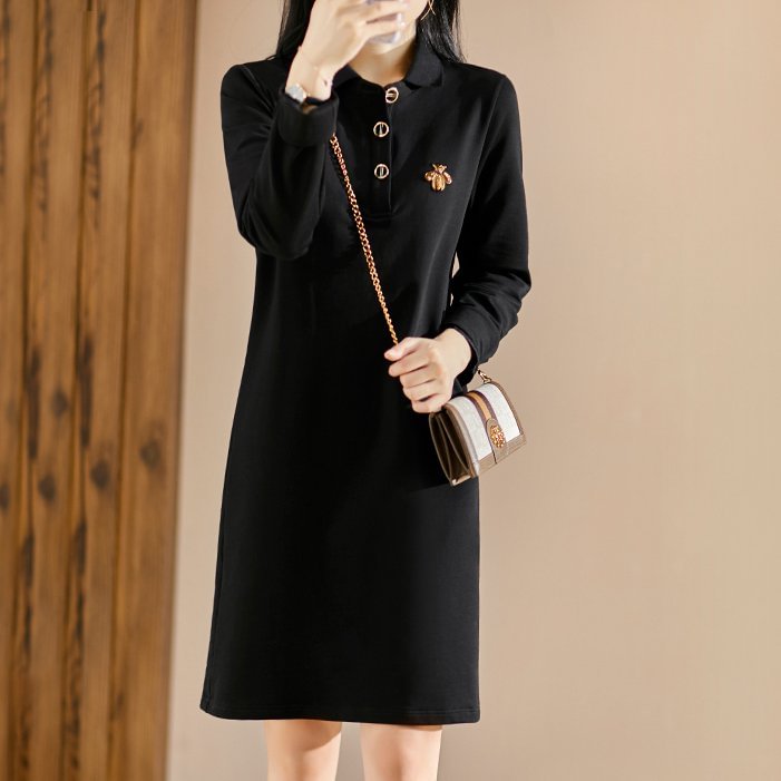 Casual Long Sleeve Plain Dresses