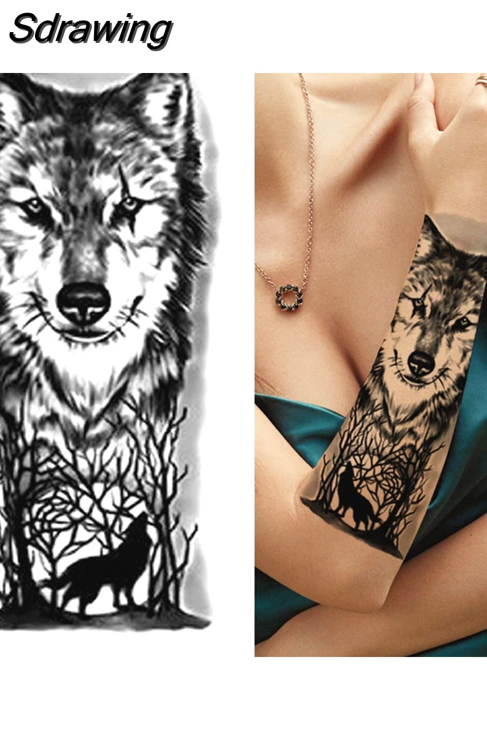 Sdrawing Tiger Temporary Tattoos For Men Women Kids Lion Skull Cross Tattoo Sticker Black Compass Skeleton Tatoos Leg Thigh 1103 715-0