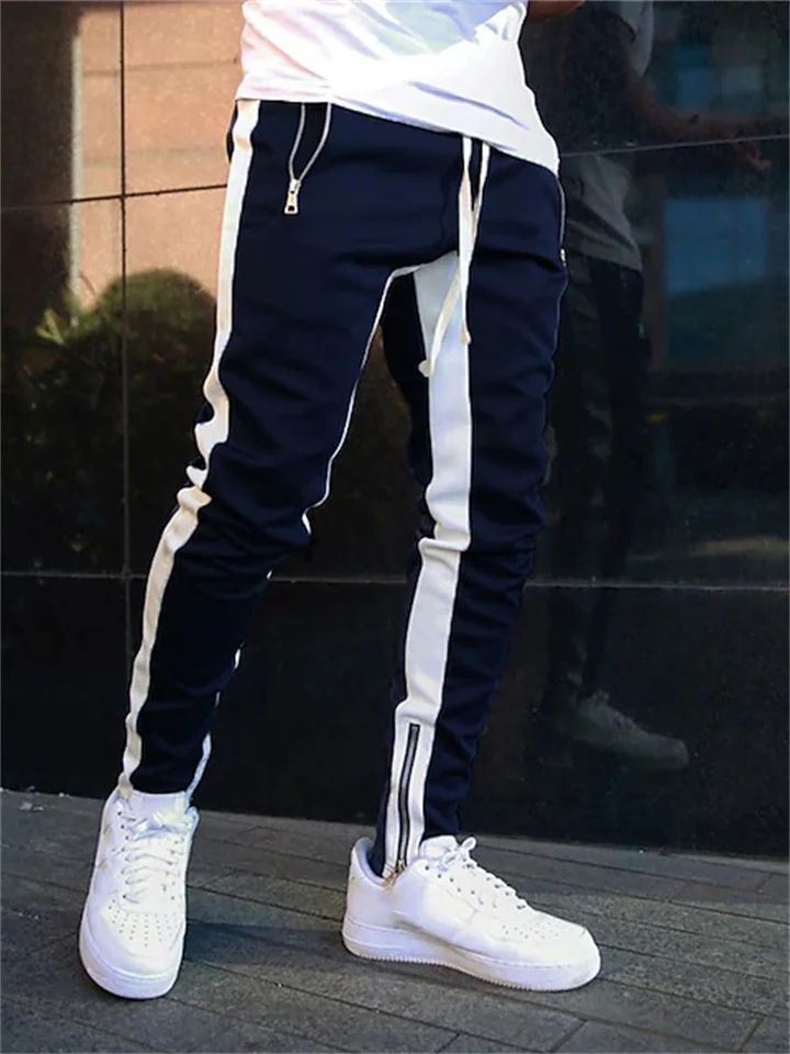 Men's Sweatpants Pants Trousers Trousers Workout Pants Patchwork Drawstring Side Stripe Solid Color Breathable Soft Full Length Outdoor Daily Sports Sporty Casual Slim White / Black Solid red-Cosfine