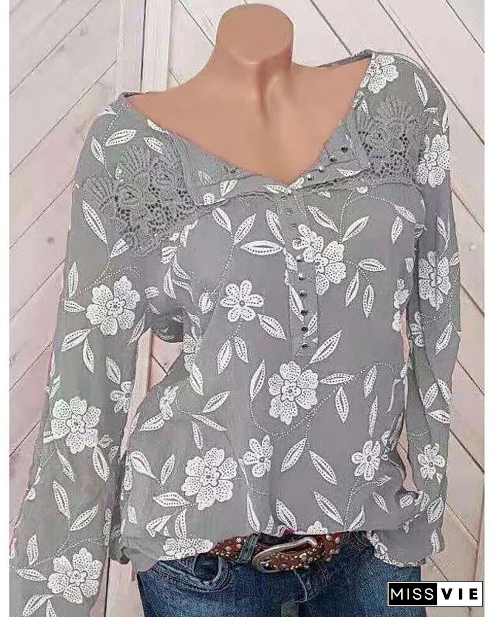 Women's Blouse Shirt Floral Flower Long Sleeve Print Round Neck Tops Basic Top