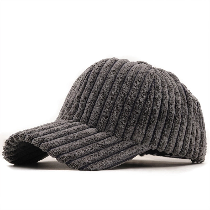 Fashion Casual Solid Color Stripe Corduroy Cap