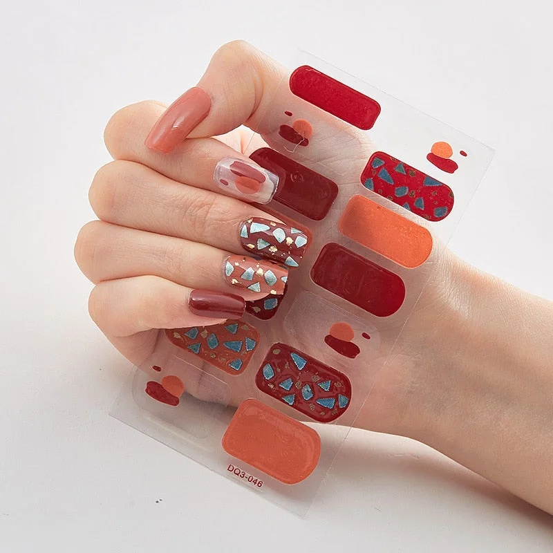 Four Sorts 0f Nail Stickers Nails Art Decoration Manicure Shiny Nail Decoration Decals Plain Stickers Nail Accesoires Women-Nail Inspo