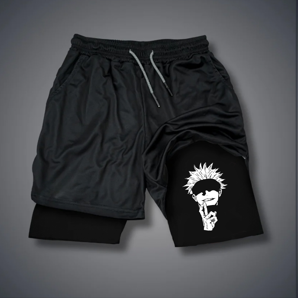 Men's Gym Print Double Layer Shorts